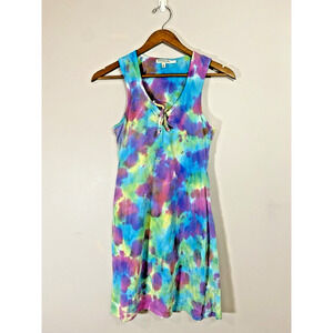 Earthbound Tank Dress Womens SMALL Colorful Tie Dye Fitted Butter Soft Mini Boho